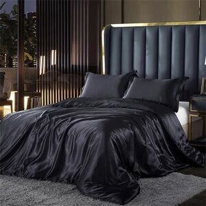 black silk full size bedding set from sonverdano